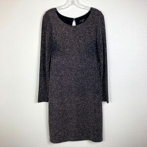 Blu Sage Fitted Sheath Dress Size 8 Black Silver Sparkly Stretch Cocktail Party